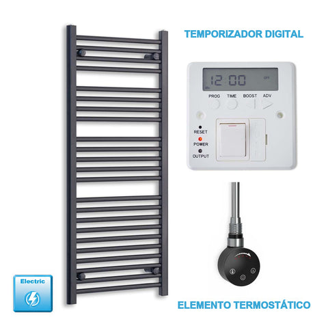 Radiador Toallero Eléctrico Negro 600mm Ancho - Precargado