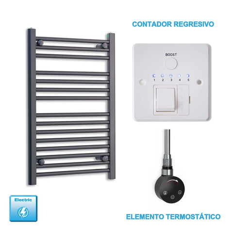 Radiador Toallero Eléctrico Negro 600mm Ancho - Precargado