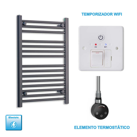 Radiador Toallero Eléctrico Negro 600mm Ancho - Precargado