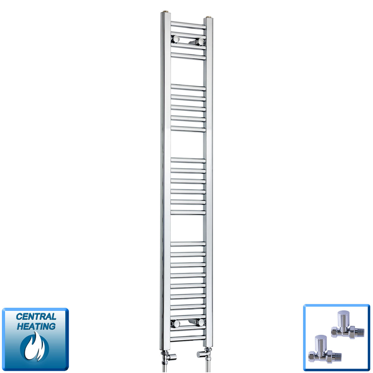 Radiador Toallas Cromo 200mm de Ancho Calefacción Central