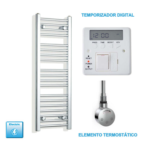 Radiador Toallero Eléctrico Cromado de 300 mm de Ancho