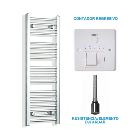 Radiador Toallero Eléctrico Cromado 300mm de Ancho · Precargado
