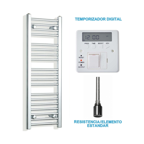 Radiador Toallero Eléctrico Cromado 300mm de Ancho · Precargado