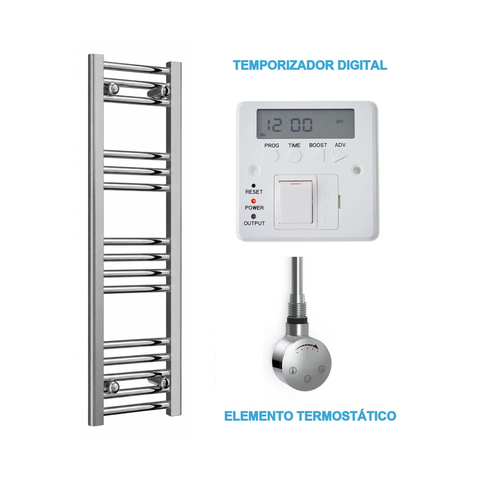 Radiador Toallero Eléctrico Cromado 300mm de Ancho · Precargado