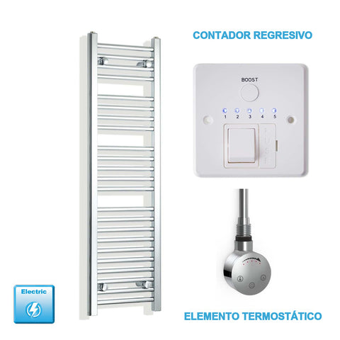 Radiador Toallero Eléctrico Cromado de 300 mm de Ancho
