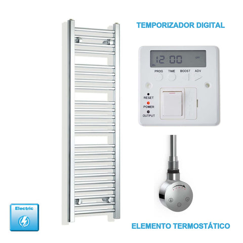 Radiador Toallero Eléctrico Cromado de 300 mm de Ancho