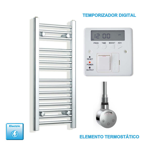 Radiador Toallero Eléctrico Cromado de 300 mm de Ancho