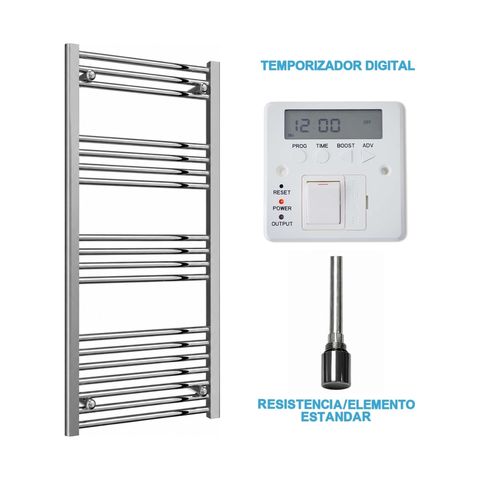 Radiador Toallero Eléctrico Cromado 500mm de Ancho · Precargado