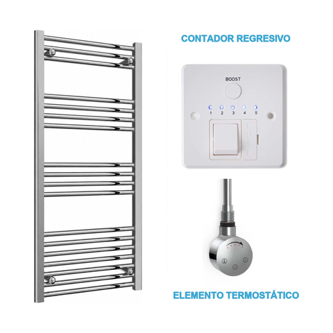 Radiador Toallero Eléctrico Cromado 500mm de Ancho · Precargado