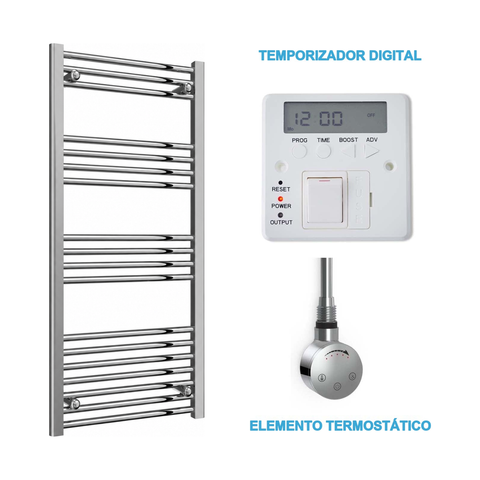 Radiador Toallero Eléctrico Cromado 500mm de Ancho · Precargado