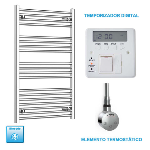 Radiador Toallero Eléctrico Cromado de 600 mm de Ancho