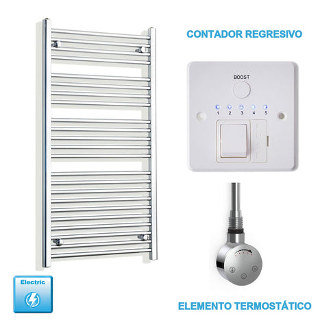 Radiador Toallero Eléctrico Cromado de 600 mm de Ancho