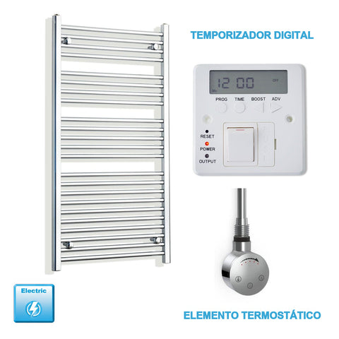 Radiador Toallero Eléctrico Cromado de 600 mm de Ancho