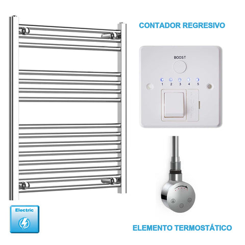 Radiador Toallero Eléctrico Cromado de 600 mm de Ancho