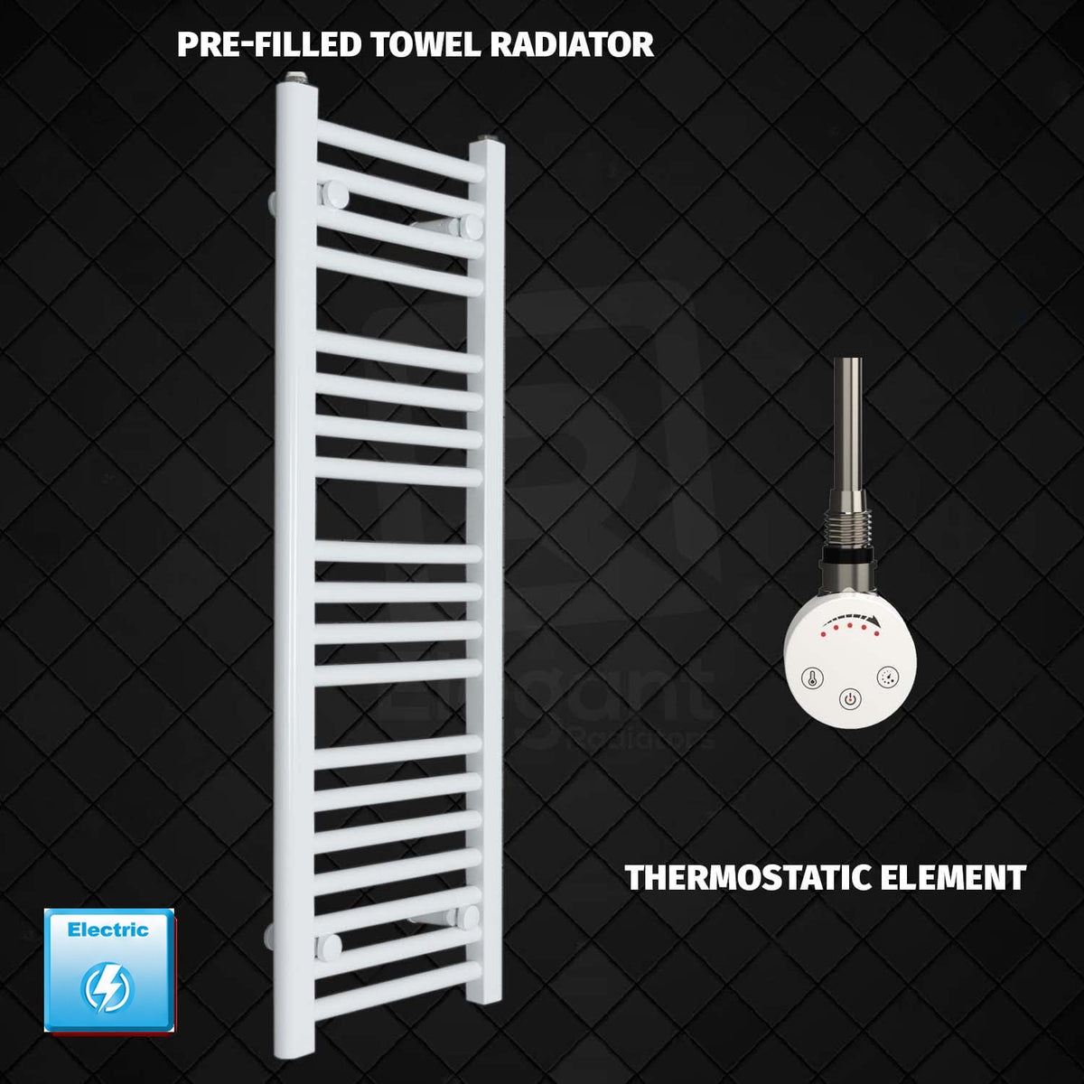 Radiador Toallero Eléctrico Blanco de 300 mm de Ancho