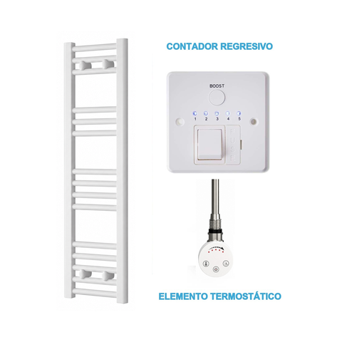 Radiador Toallero Eléctrico Blanco 300mm de Ancho · Precargado