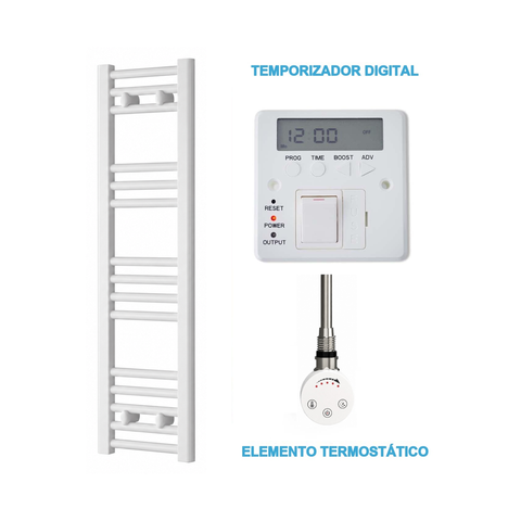 Radiador Toallero Eléctrico Blanco 300mm de Ancho · Precargado