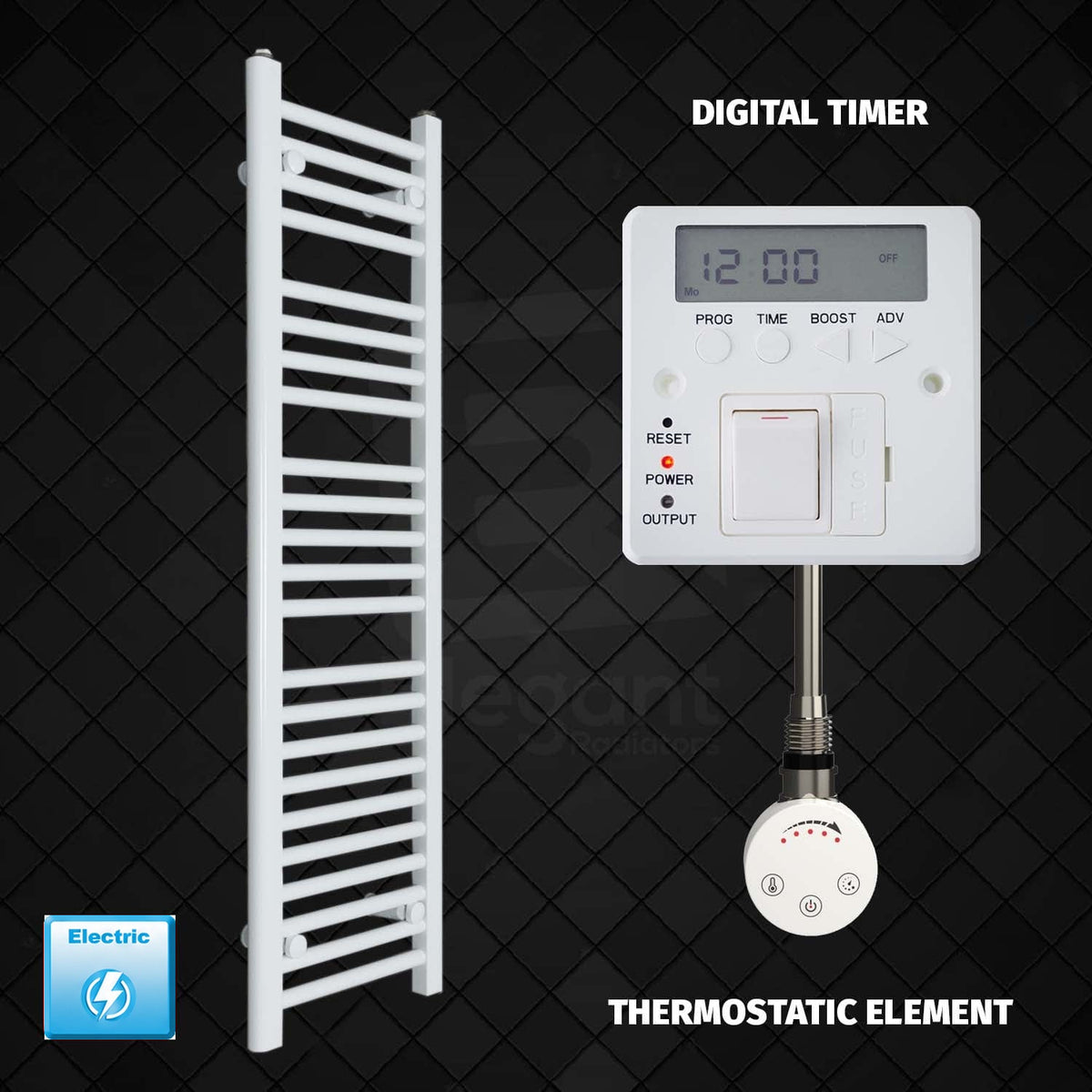 Radiador Toallero Eléctrico Blanco de 300 mm de Ancho