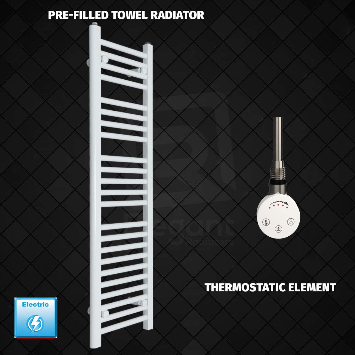Radiador Toallero Eléctrico Blanco de 300 mm de Ancho