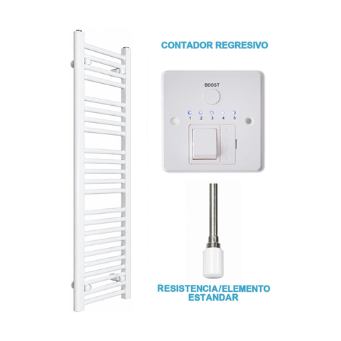 Radiador Toallero Eléctrico Blanco 300mm de Ancho · Precargado