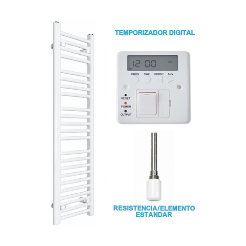 Radiador Toallero Eléctrico Blanco 300mm de Ancho · Precargado