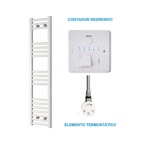 Radiador Toallero Eléctrico Blanco 300mm de Ancho · Precargado