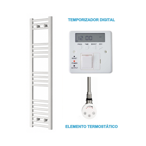 Radiador Toallero Eléctrico Blanco 300mm de Ancho · Precargado