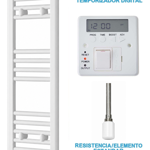 Radiador Toallero Eléctrico Blanco 300mm de Ancho · Precargado