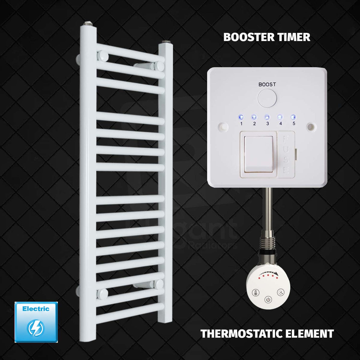 Radiador Toallero Eléctrico Blanco de 300 mm de Ancho