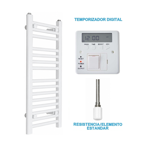 Radiador Toallero Eléctrico Blanco 300mm de Ancho · Precargado