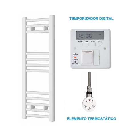 Radiador Toallero Eléctrico Blanco 300mm de Ancho · Precargado