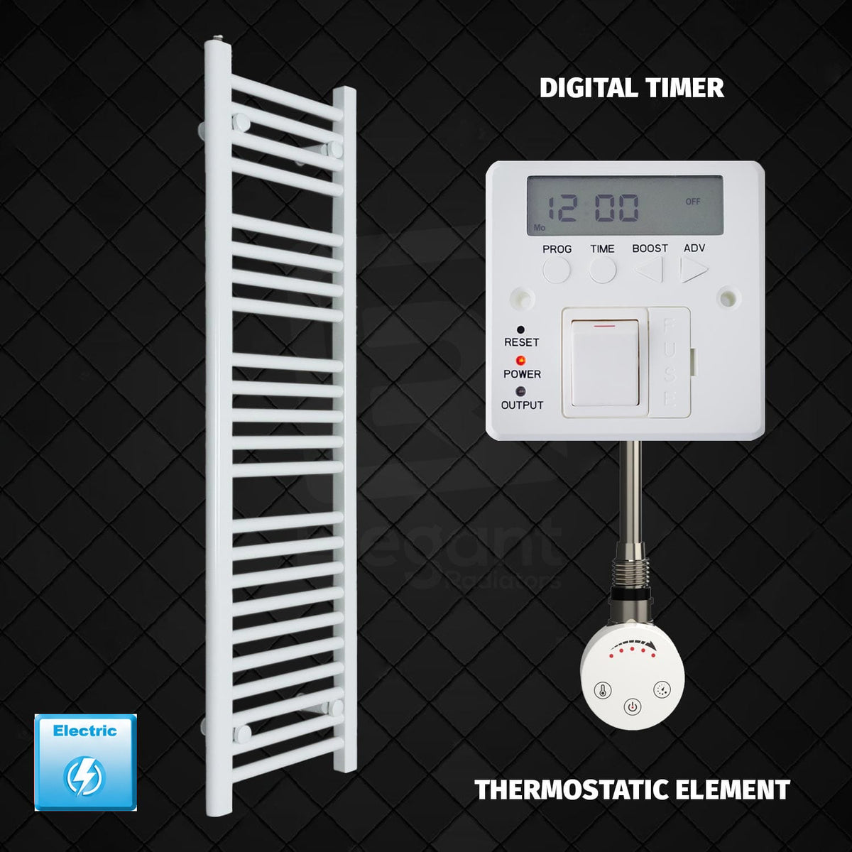 Radiador Toallero Eléctrico Blanco de 500 mm de Ancho