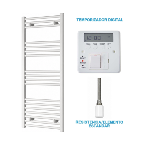 Radiador Toallero Eléctrico Blanco 500mm de Ancho · Precargado