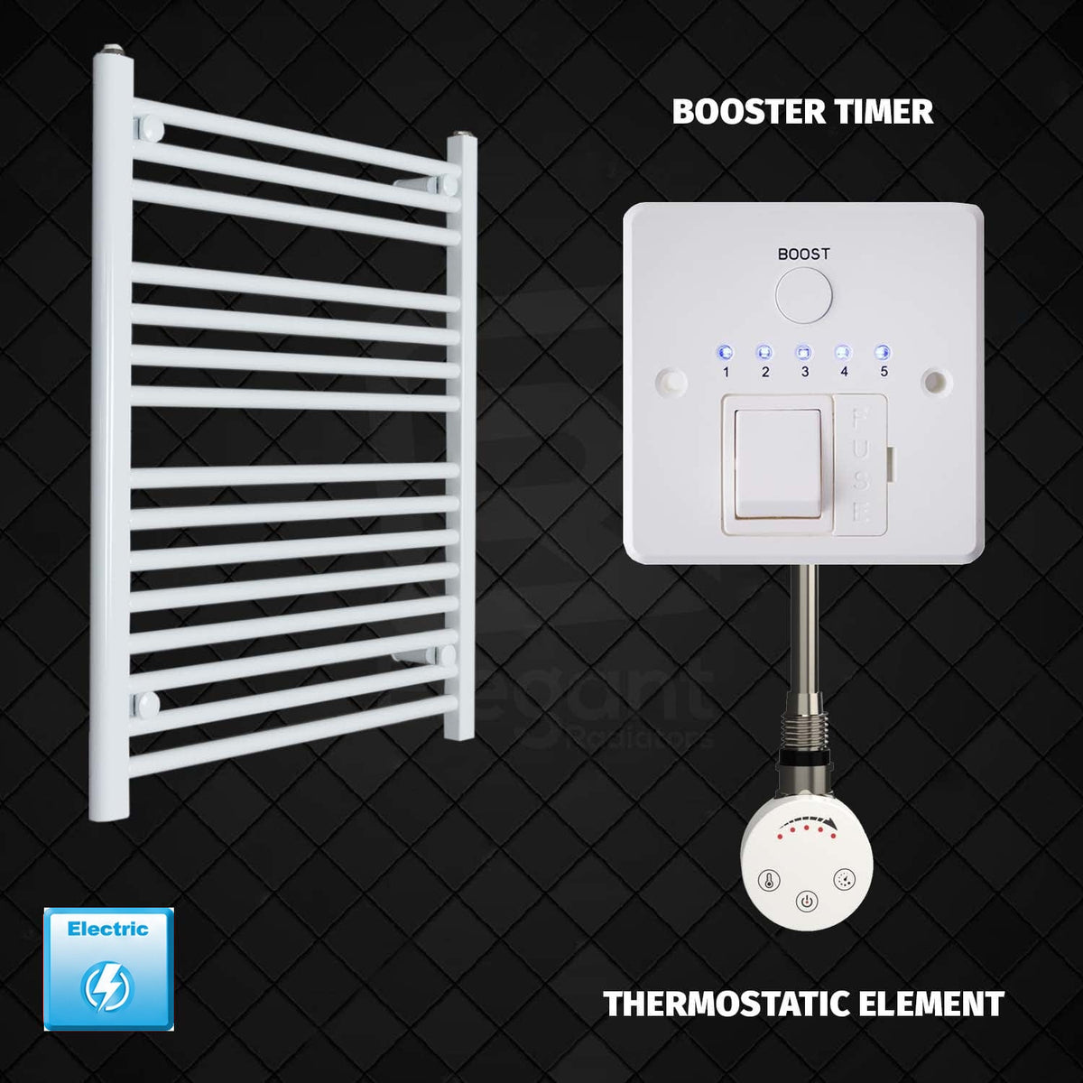 Radiador Toallero Eléctrico Blanco de 500 mm de Ancho
