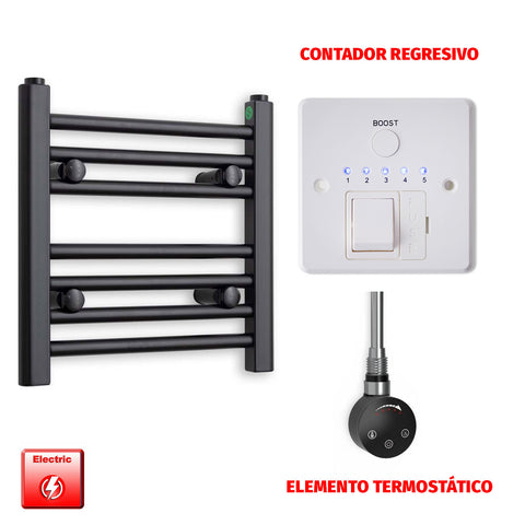 Radiador Toallero Eléctrico Negro 400mm Ancho - Precargado