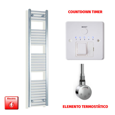 Radiador Toallero Eléctrico Cromado de 300 mm de Ancho