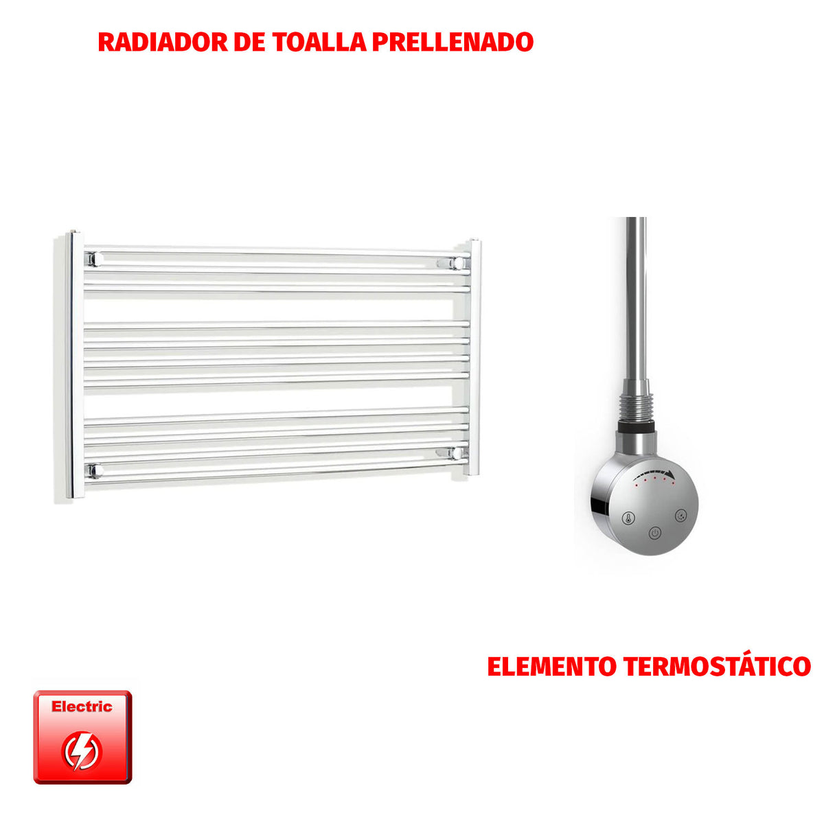 Radiador Toallero Eléctrico Cromado de 1000 mm de Ancho