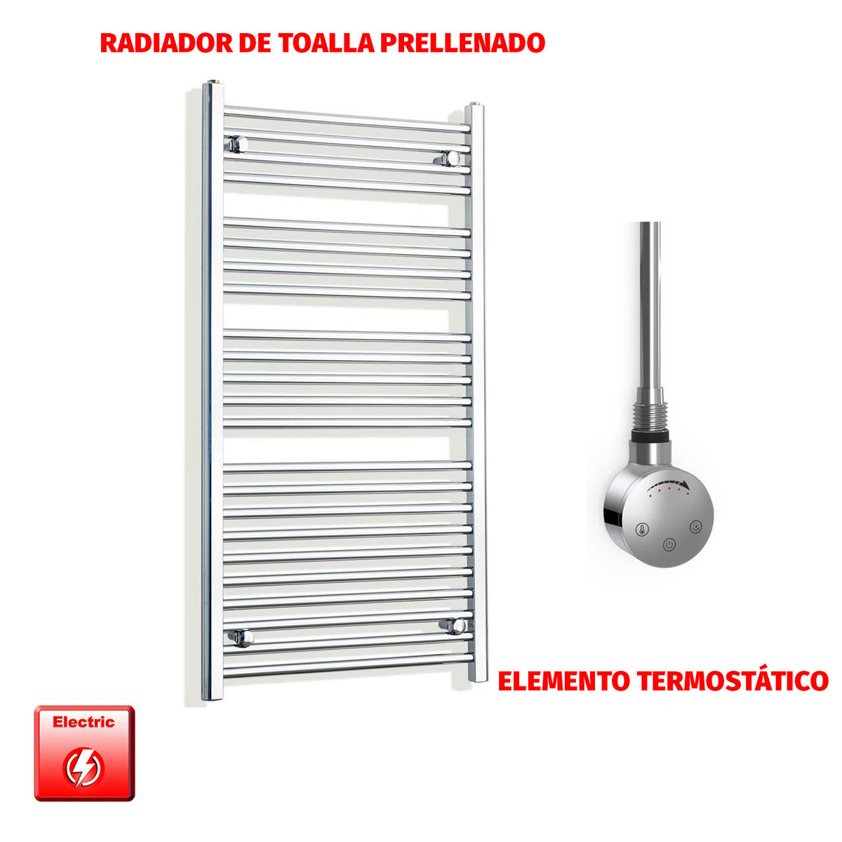 Radiador Toallero Eléctrico Cromado de 550 mm de Ancho