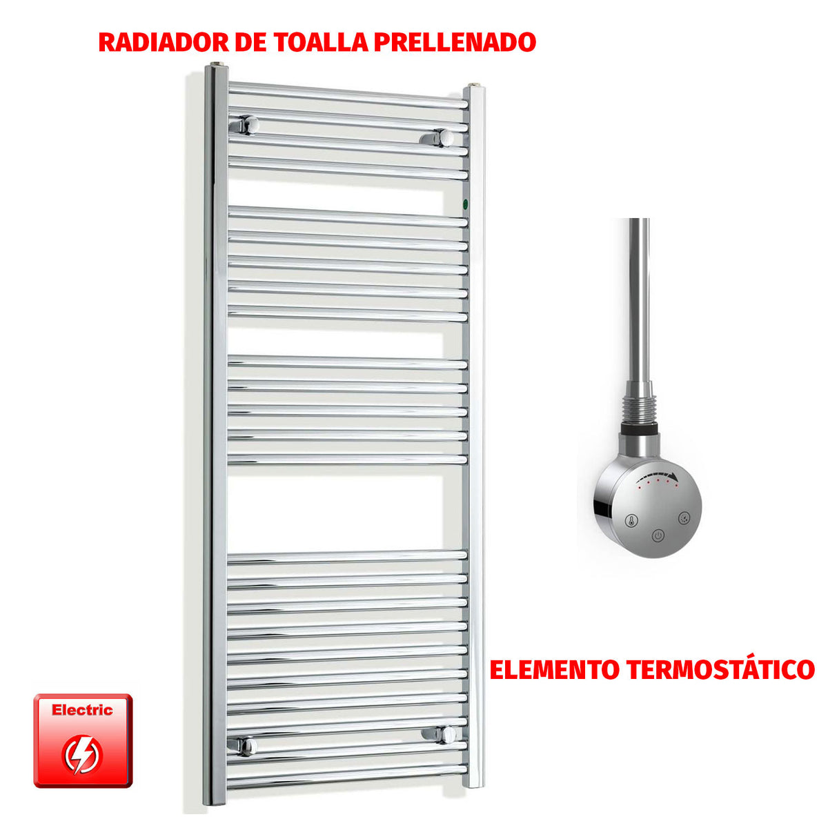 Radiador Toallero Eléctrico Cromado de 550 mm de Ancho