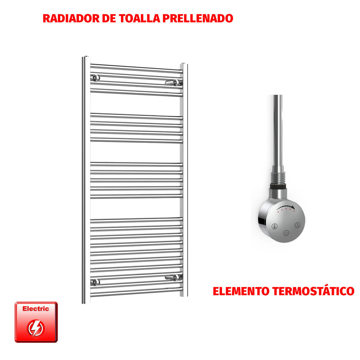 Radiador Toallero Eléctrico Cromado de 700 mm de Ancho