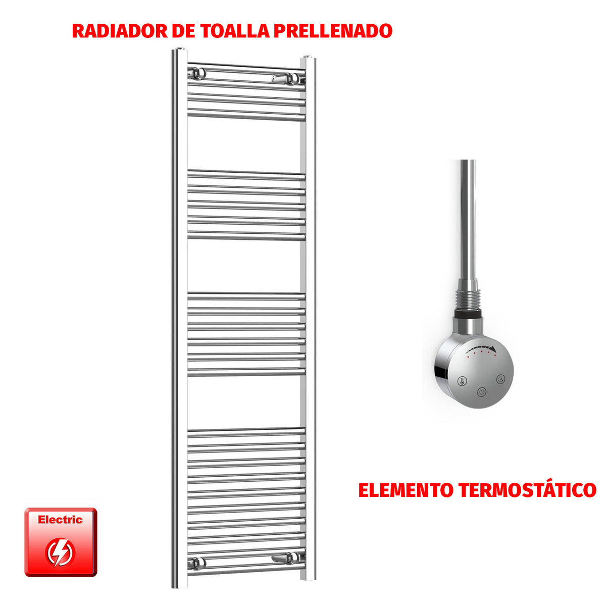 Radiador Toallero Eléctrico Cromado de 450 mm de Ancho