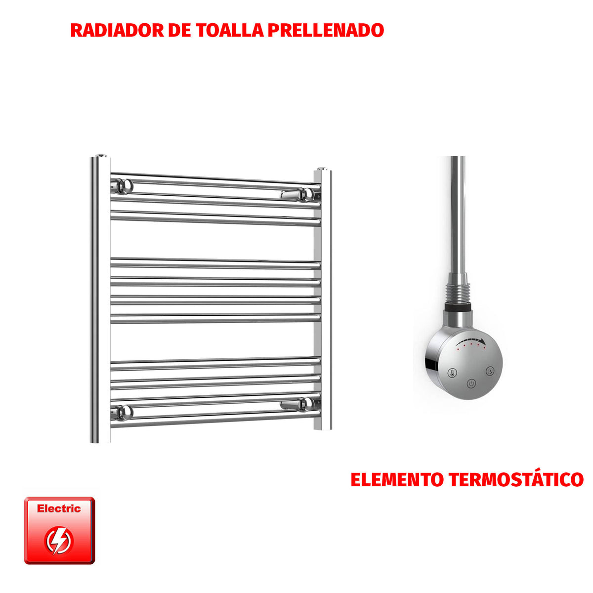 Radiador Toallero Eléctrico Cromado de 700 mm de Ancho