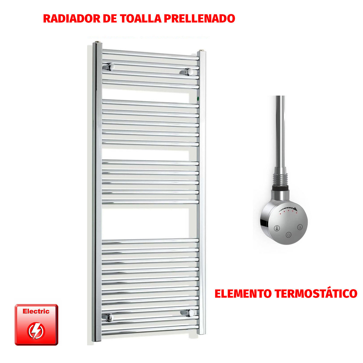 Radiador Toallero Eléctrico Cromado de 450 mm de Ancho