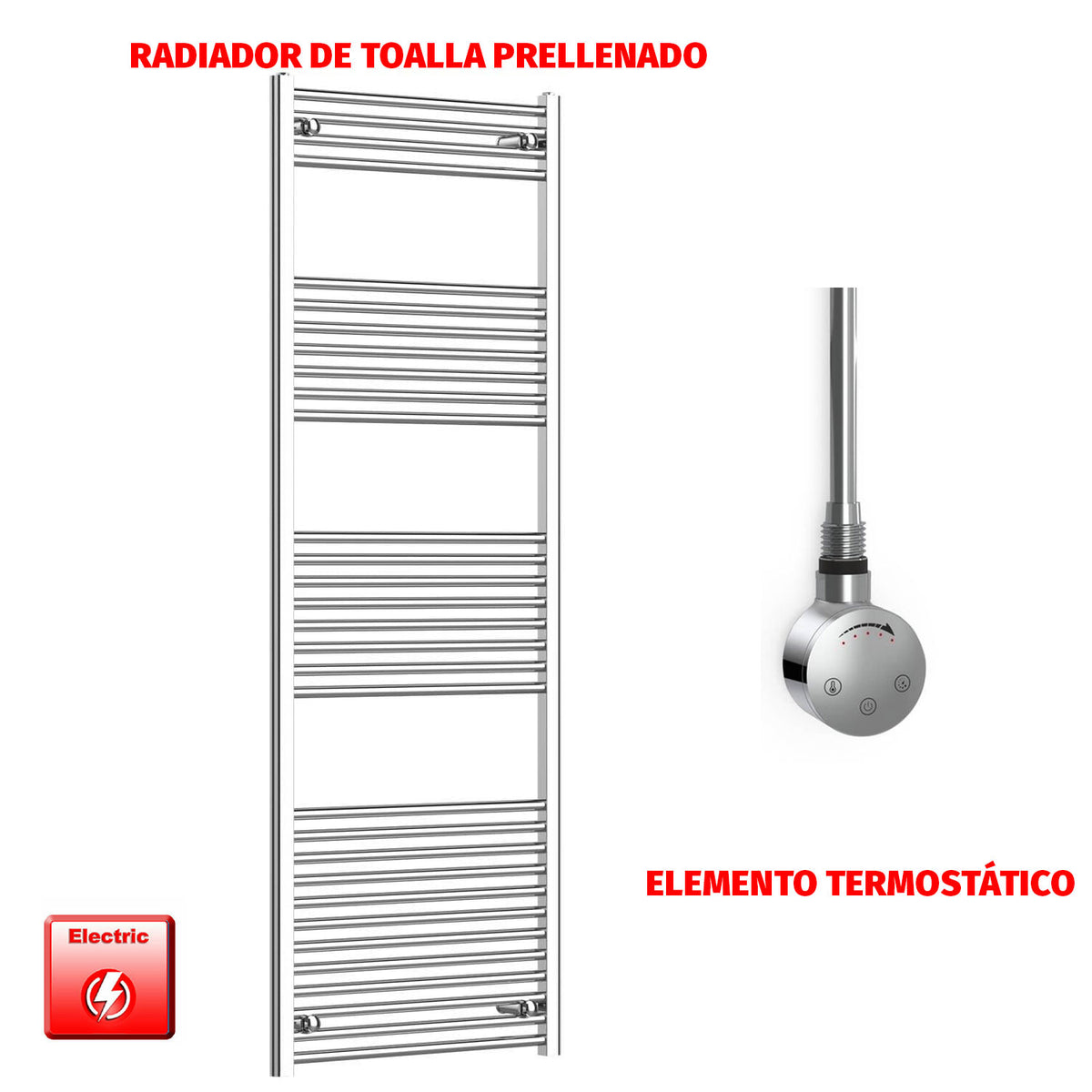 Radiador Toallero Eléctrico Cromado de 650 mm de Ancho