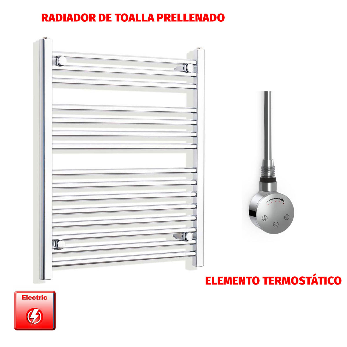 Radiador Toallero Eléctrico Cromado de 550 mm de Ancho