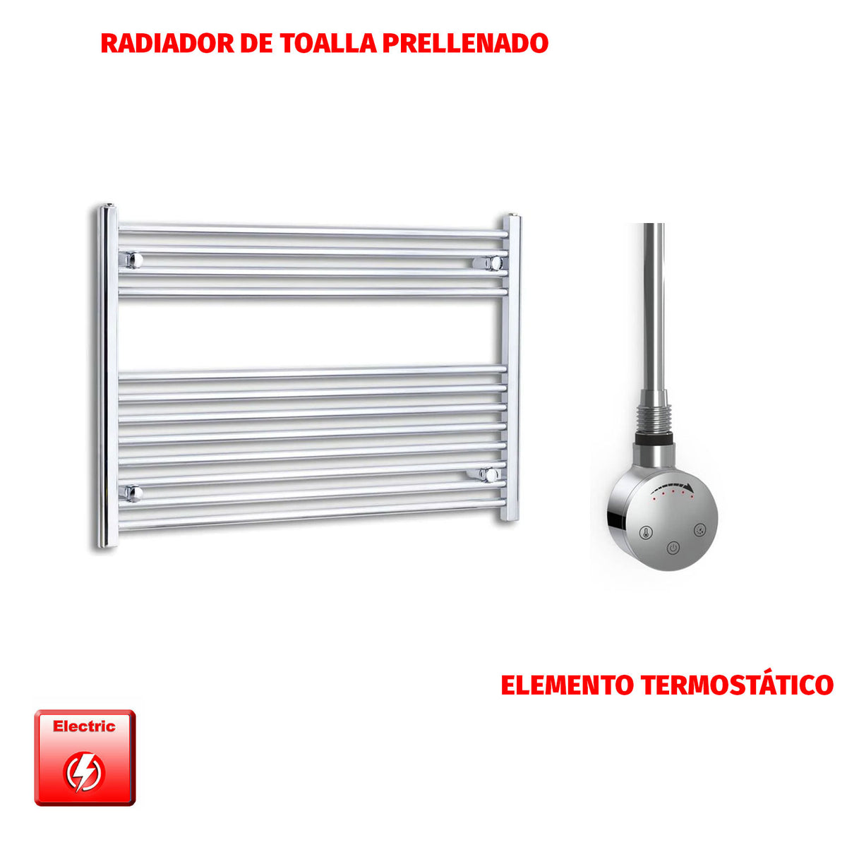 Radiador Toallero Eléctrico Cromado de 1200 mm de Ancho