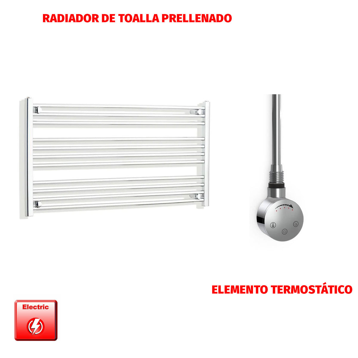 Radiador Toallero Eléctrico Cromado de 950 mm de Ancho