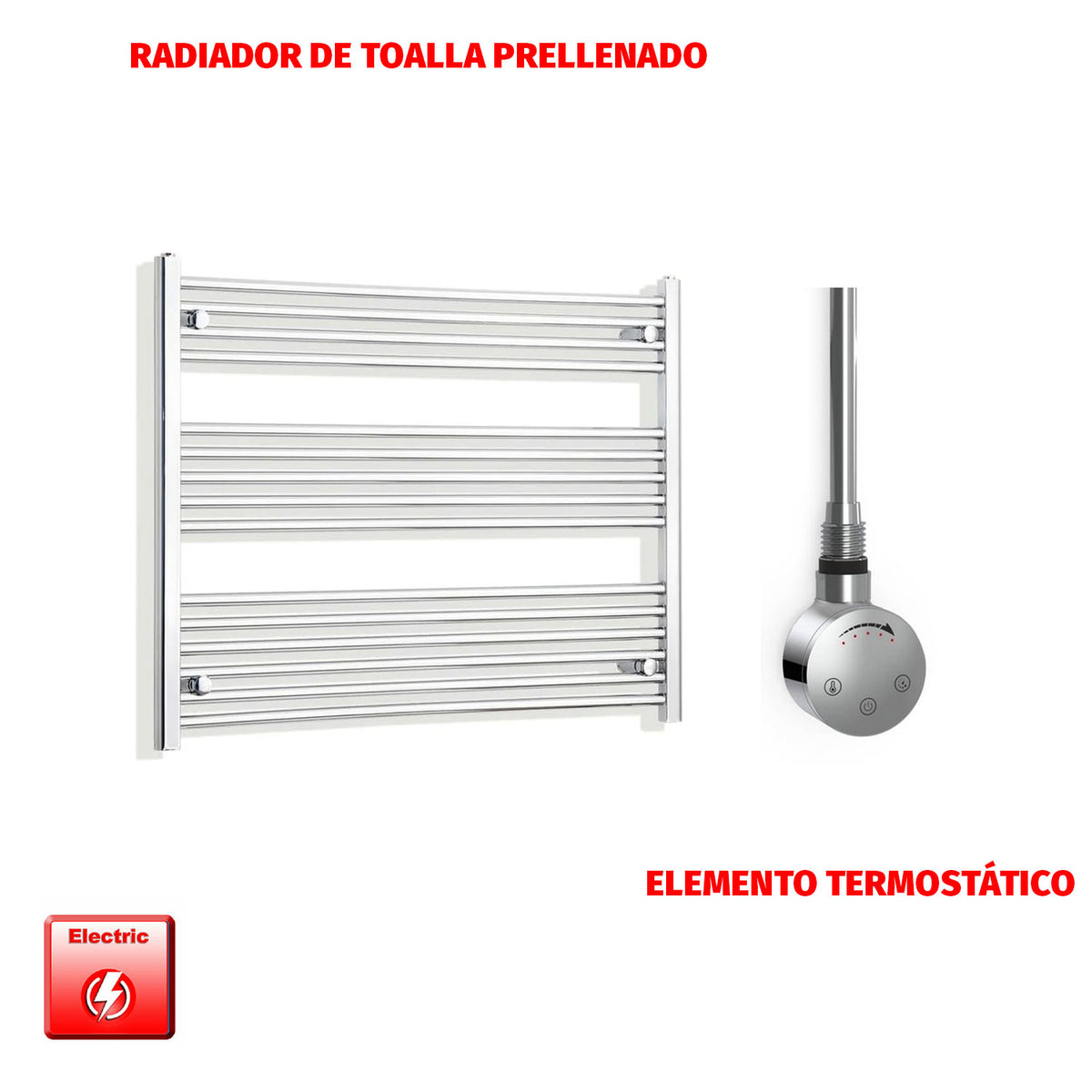 Radiador Toallero Eléctrico Cromado de 950 mm de Ancho