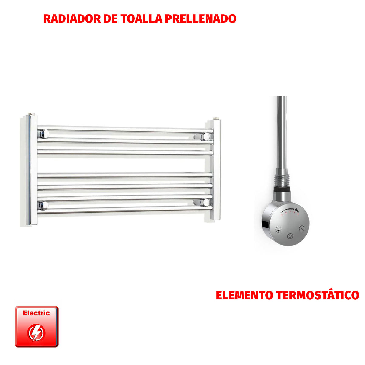 Radiador Toallero Eléctrico Cromado de 800 mm de Ancho