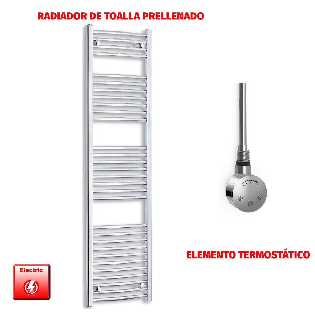 Radiador Toallero Eléctrico Cromado de 450 mm de Ancho